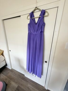 Vera Wang Lavender Pleated V-Neck Maxi Dress